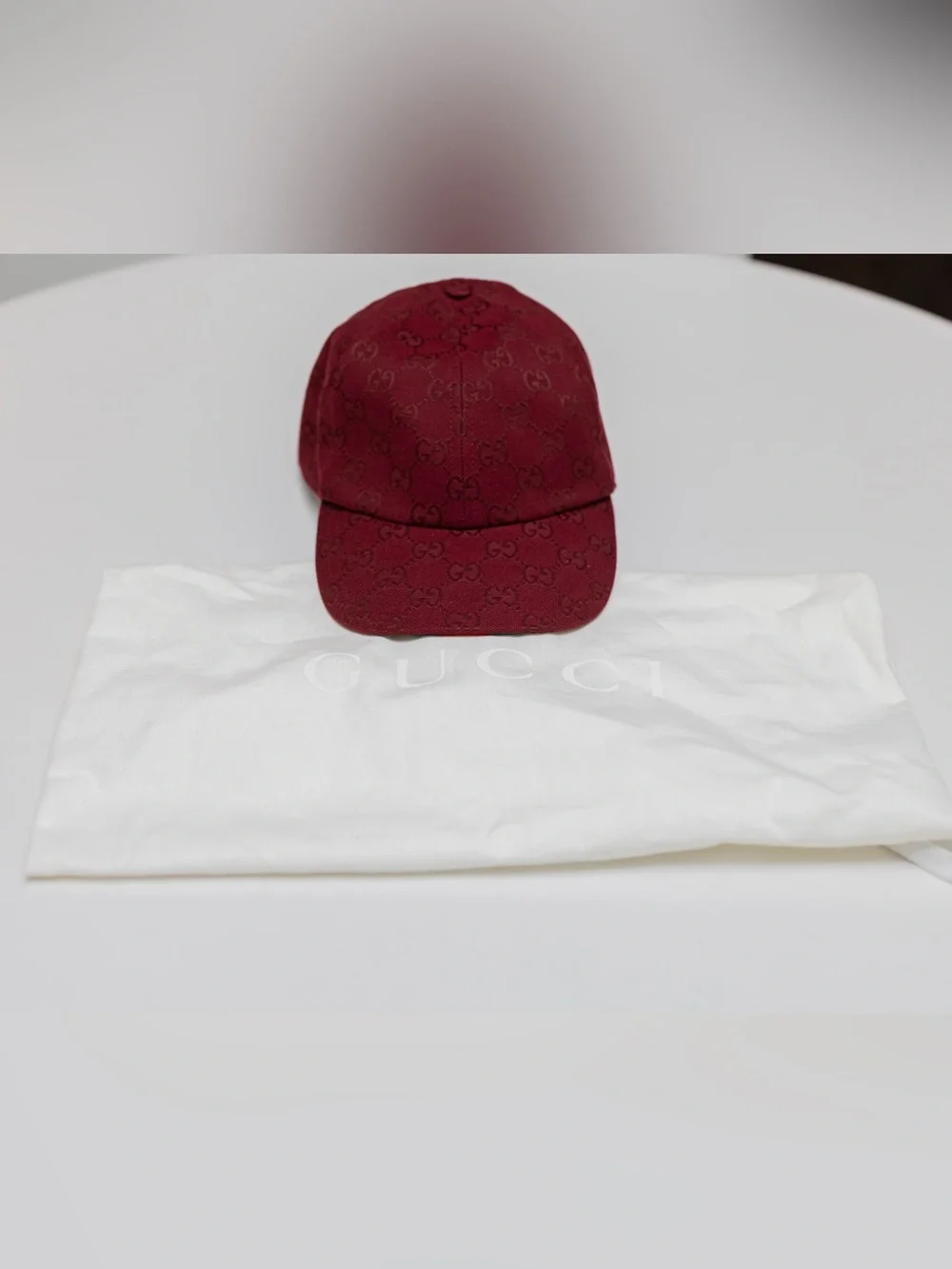Gucci Men's Wine Red GG Monogram Baseball Cap